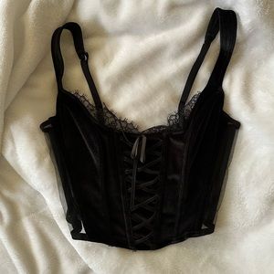 victorias secret black corset crop top
